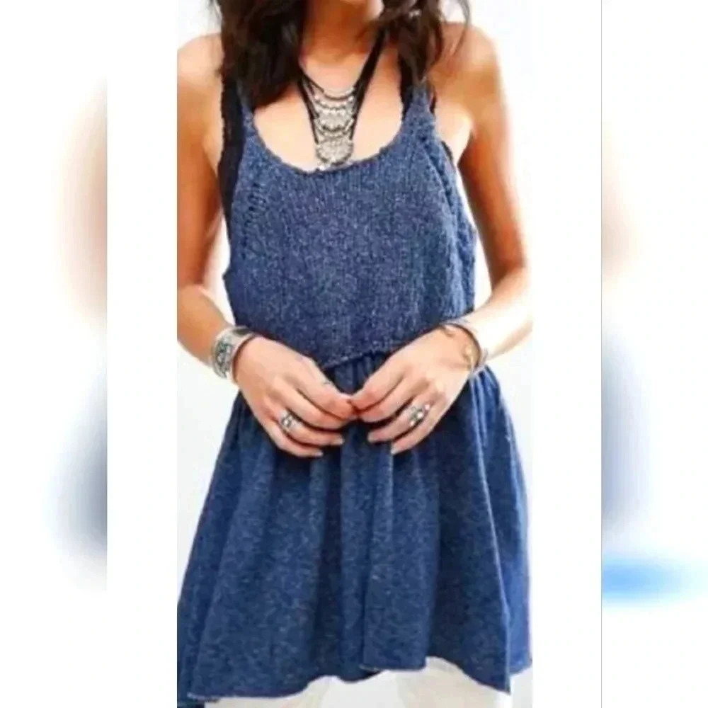 Free People Marled Knit Sweater Halter Top Tunic - Picture 4 of 10